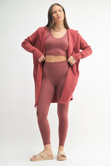 Rust Hooded Long Cardigan