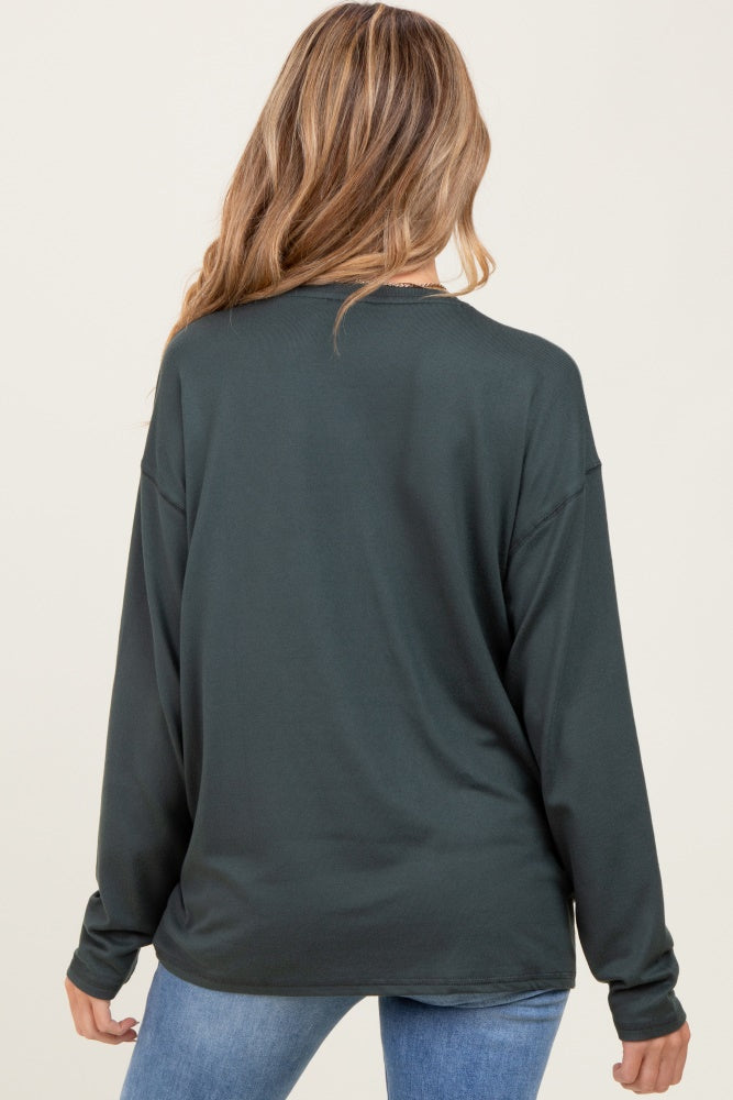 Charcoal Grey Relaxed Fit Maternity Long Sleeve Top