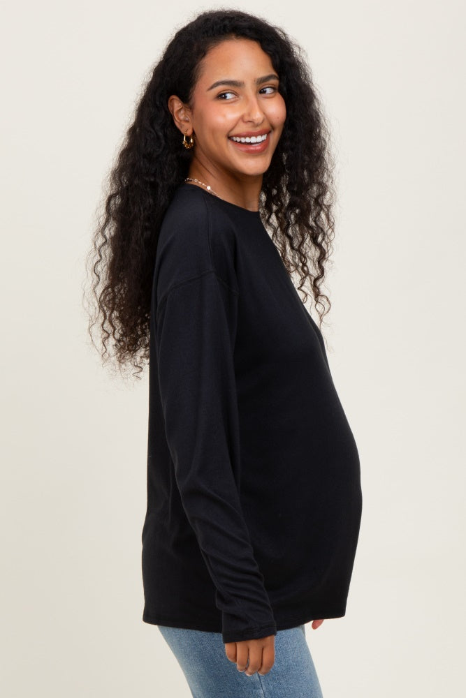 Black Relaxed Fit Maternity Long Sleeve Top