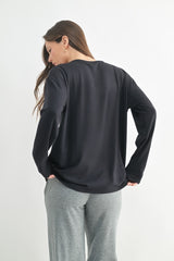 Black Relaxed Fit Long Sleeve Top
