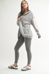 Heather Grey Terry Relaxed Fit Hooded Cardigan