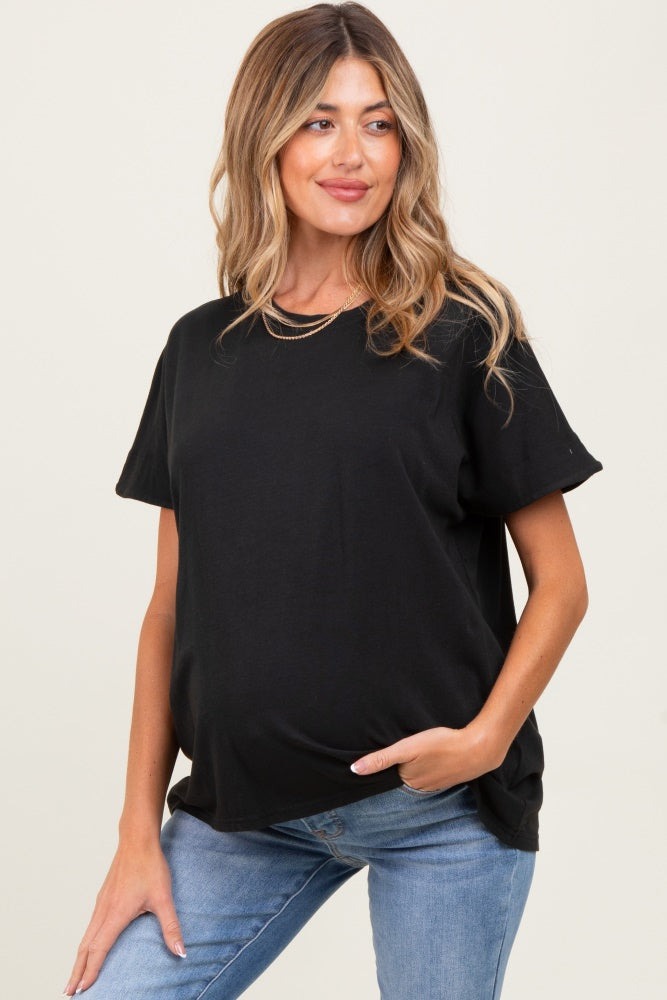 Black Slouchy Maternity Short Sleeve Tee