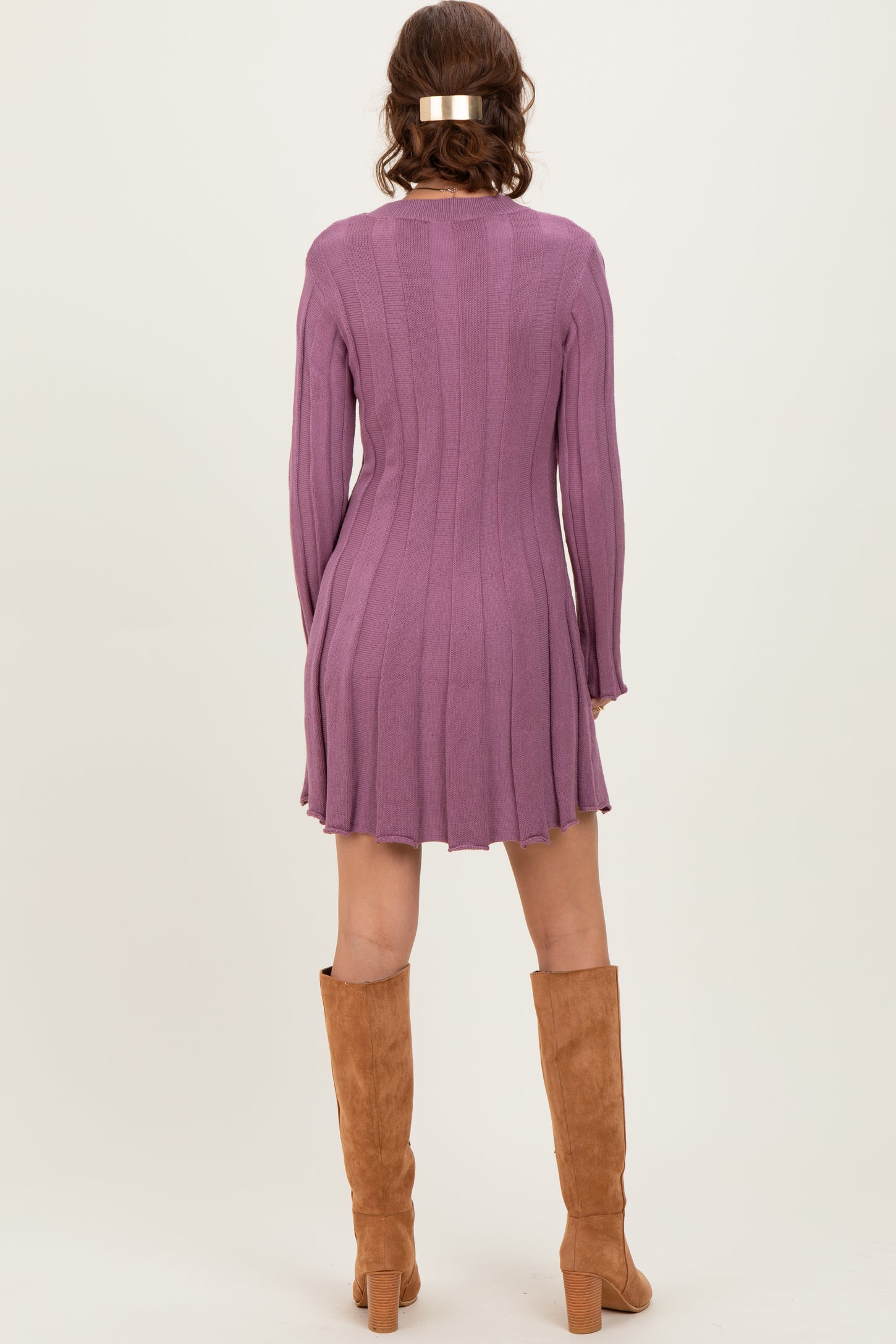Plum Wide Rib Mini Dress