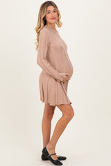 Mocha Wide Rib Maternity Mini Sweater Dress