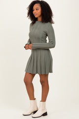 Olive Wide Rib Maternity Mini Dress