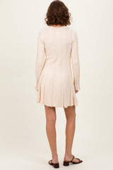 Cream Wide Rib Mini Sweater Dress