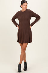 Brown Wide Rib Maternity Mini Dress