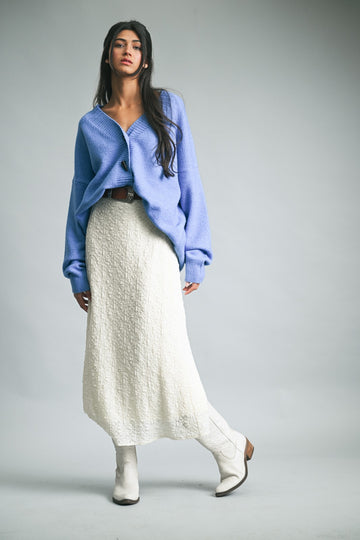 Blue Oversized Toggle Button Cardigan