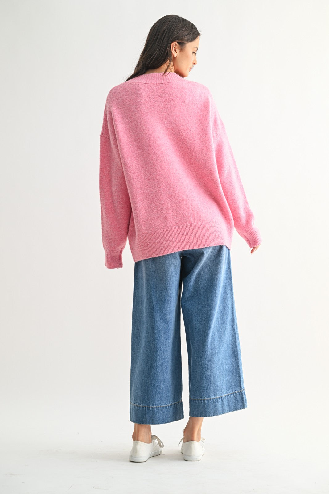 Pink Oversized Toggle Button Cardigan