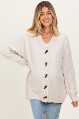 Cream Oversized Maternity Toggle Button Cardigan