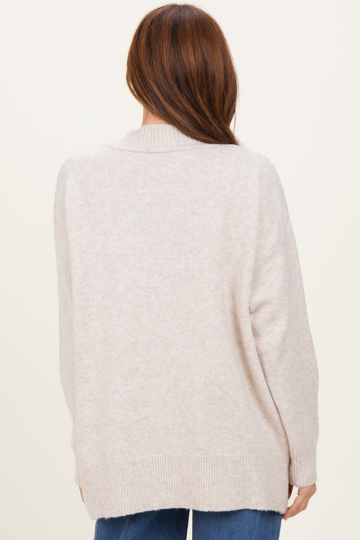 Cream Oversized Toggle Button Cardigan