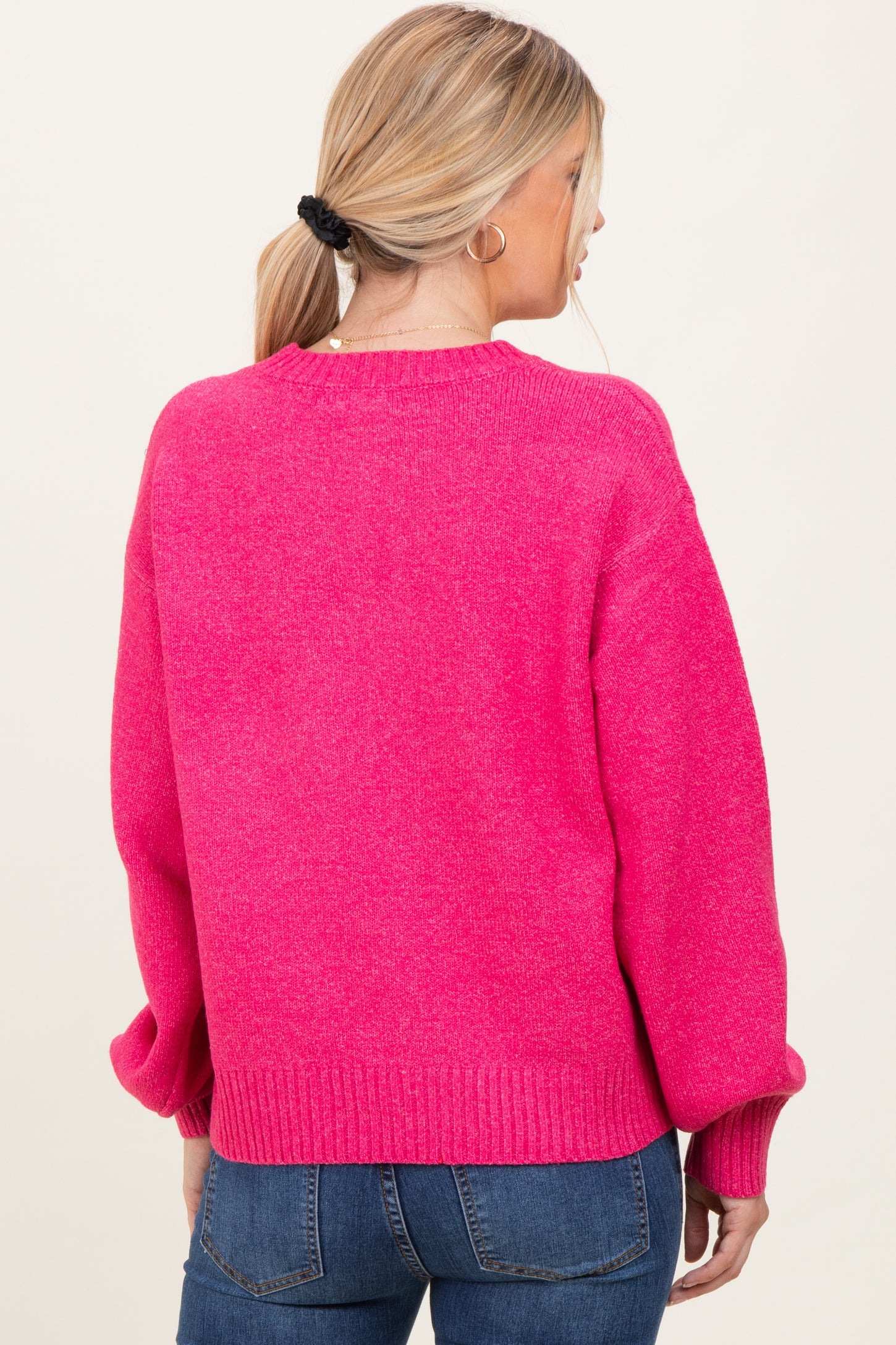 Fuchsia Chunky Knit Oversized Sweater