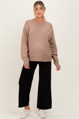 Mocha Chunky Knit Oversized Maternity Sweater