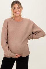 Mocha Chunky Knit Oversized Maternity Sweater