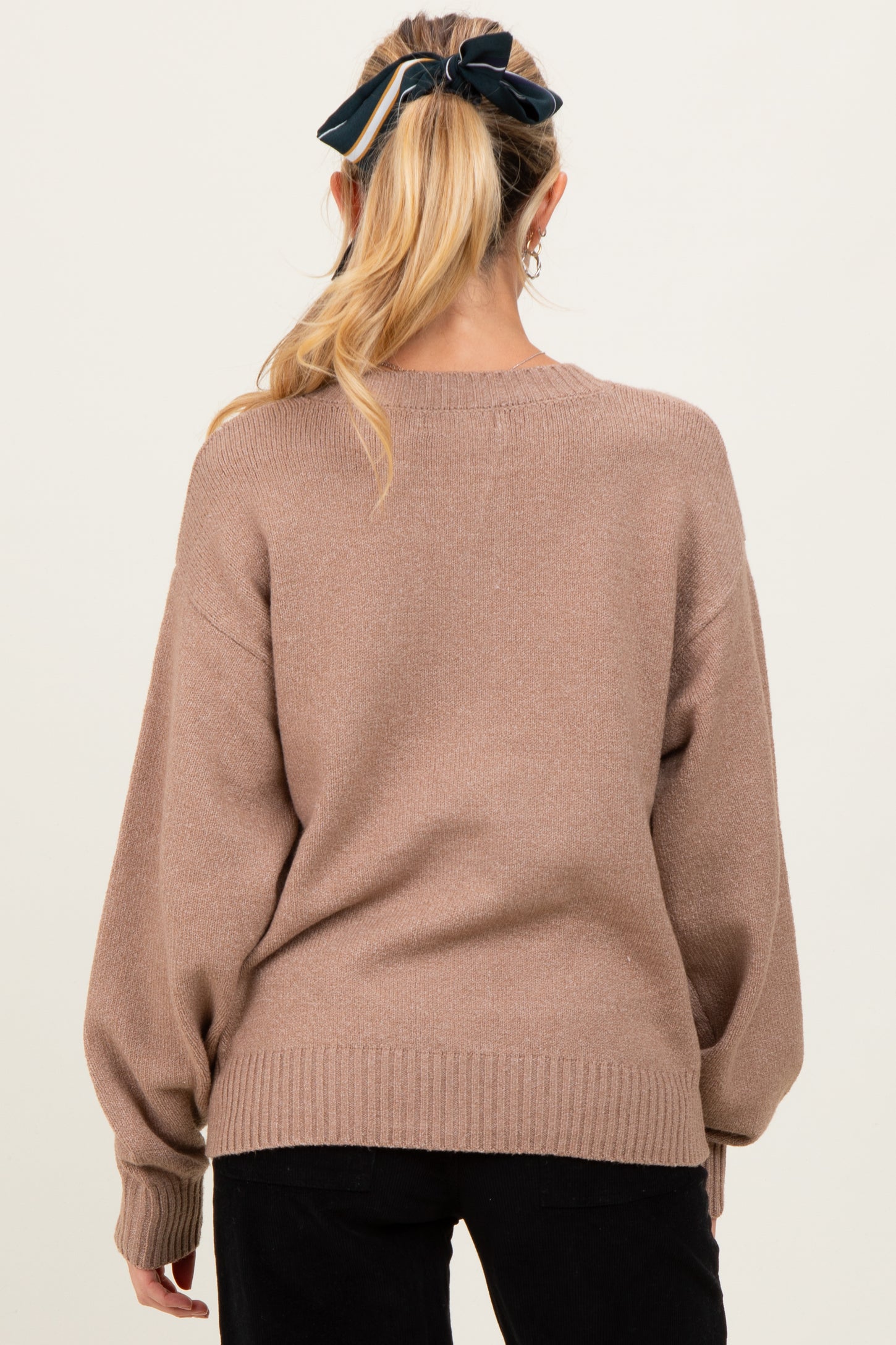 Mocha Chunky Knit Oversized Maternity Sweater