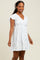 White Ruffle Sleeve Tiered Floral Knit Rib Mini Dress