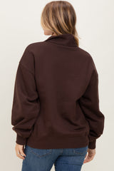 Brown French Terry Quarter Zip Pullover