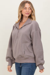 Taupe French Terry Quarter Zip Pullover
