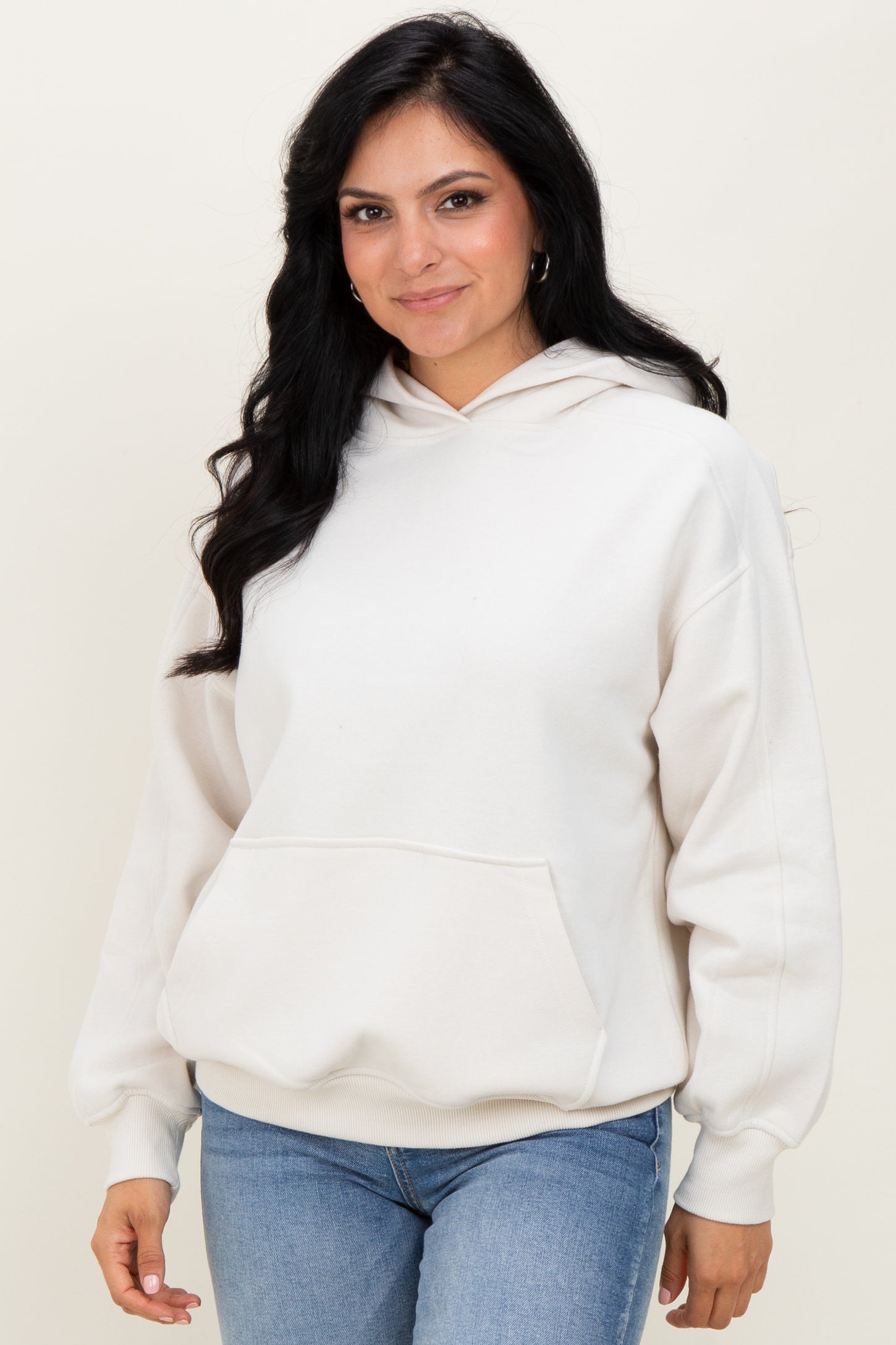 Ivory Fleece Oversized Hoodie