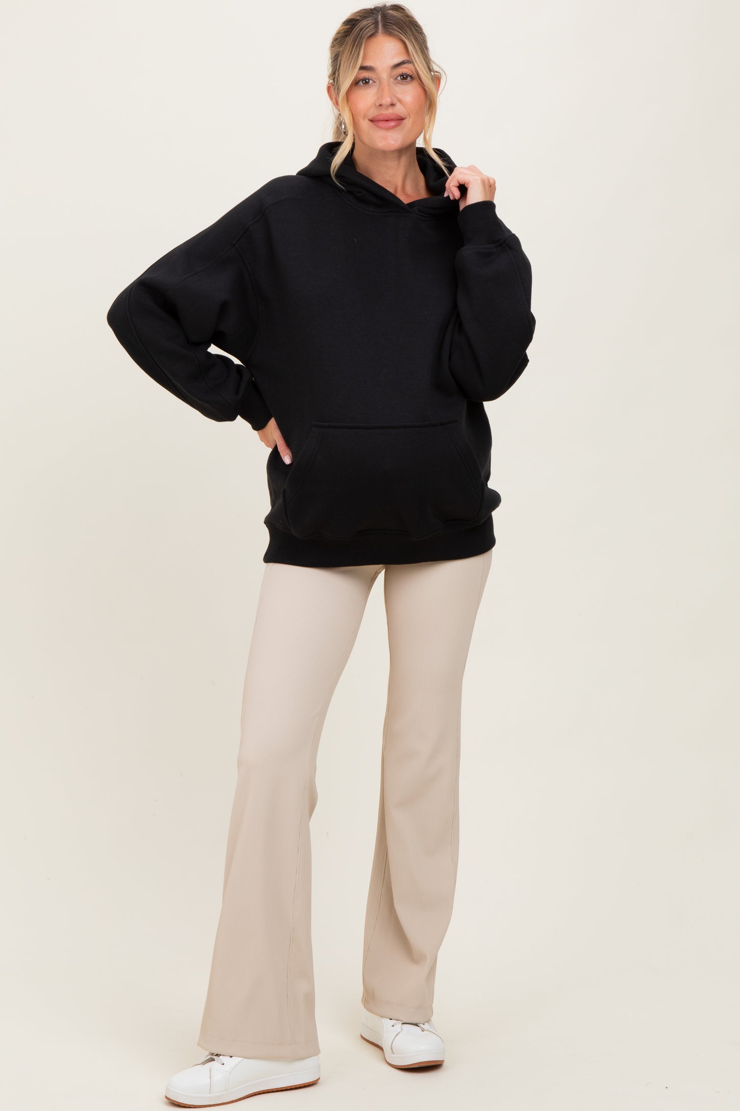 Black Fleece Oversized Maternity Hoodie