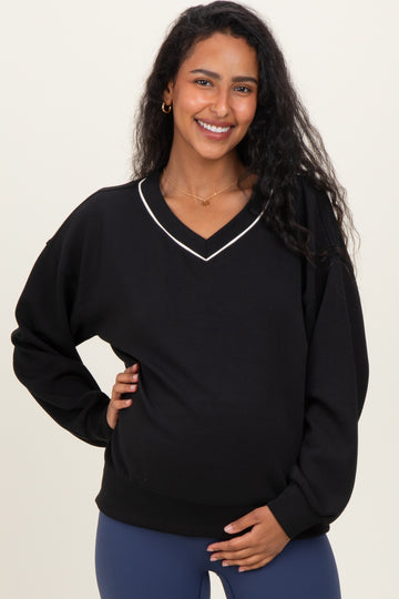 Black V-Neck Maternity Sweatshirt
