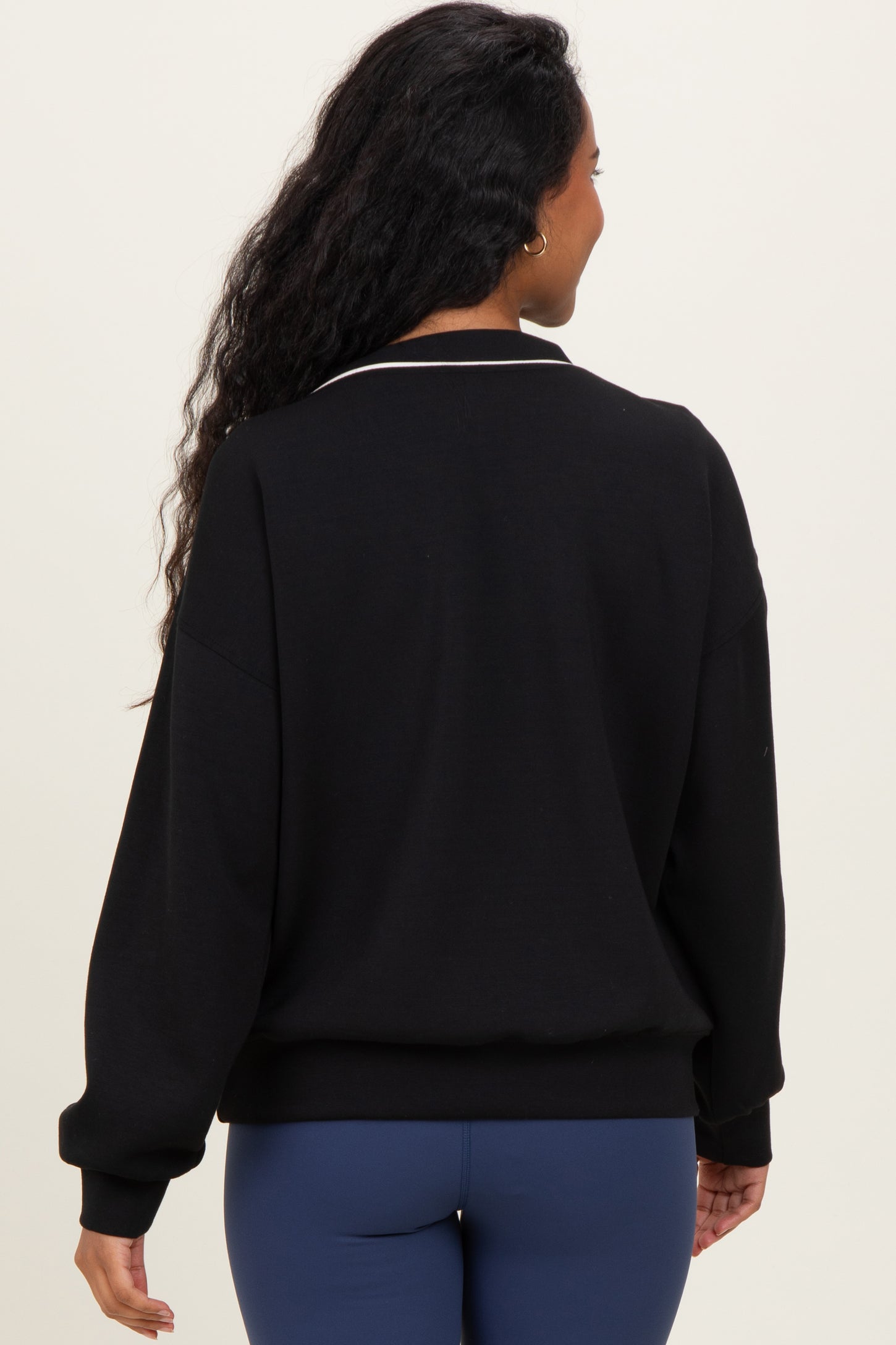 Black V-Neck Maternity Sweatshirt