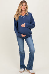 Navy V-Neck Maternity Sweatshirt