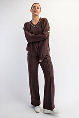 Brown V-Neck Sweatshirt