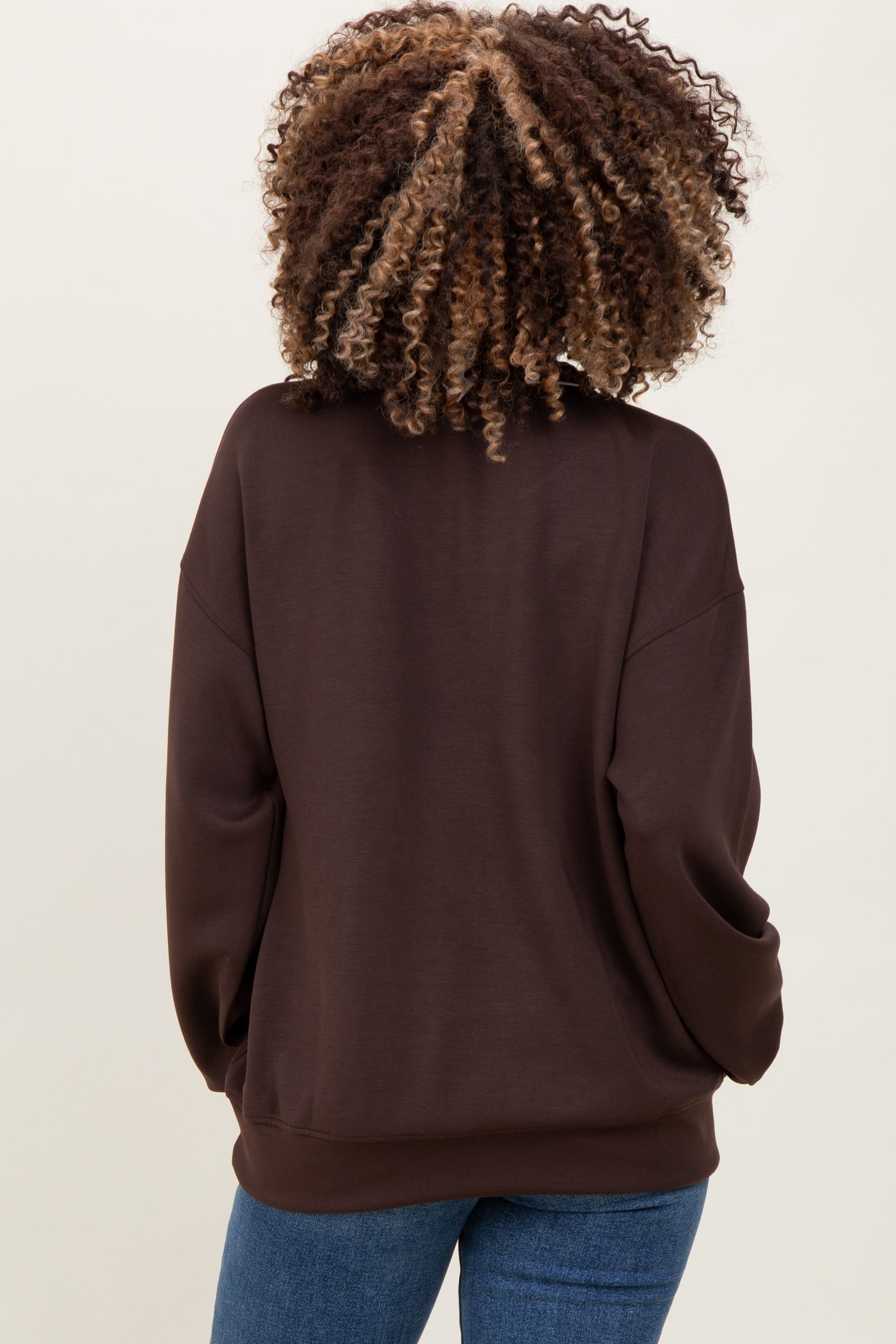 Brown V-Neck Maternity Sweatshirt
