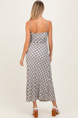 Ivory Plaid Sleeveless Maternity Maxi Dress