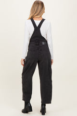 Black Barrel Leg Maternity Denim Overalls