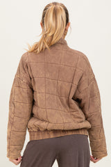 Mocha Quilted Oversized Maternity Jacket