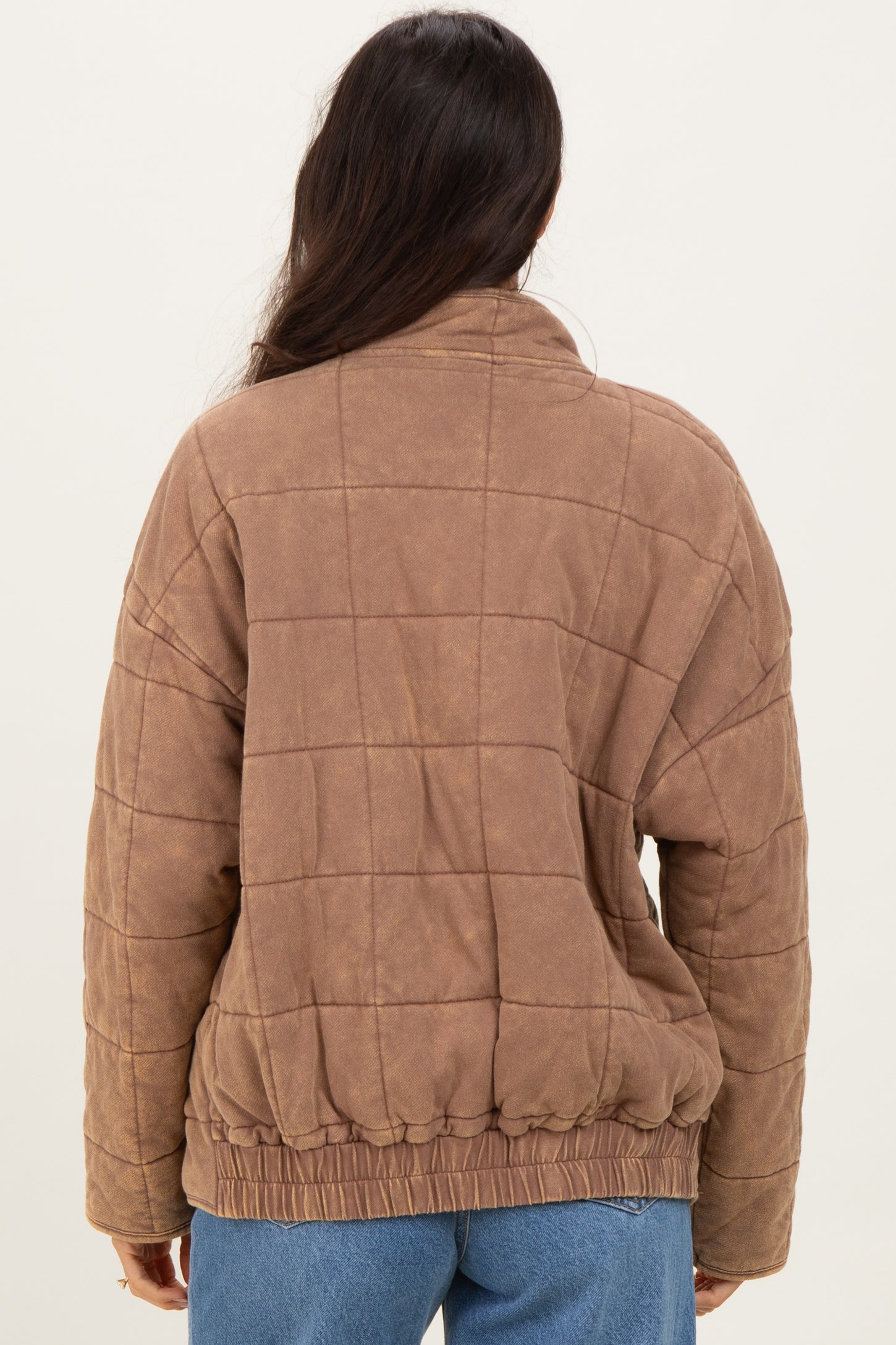 Mocha Quilted Oversized Jacket