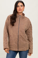 Mocha Quilted Oversized Jacket