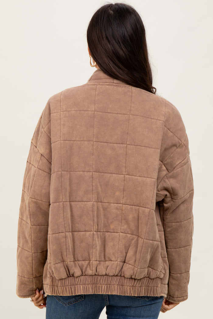 Mocha Quilted Oversized Jacket