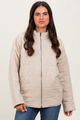 Cream Quilted Oversized Jacket