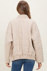 Cream Quilted Oversized Maternity Jacket