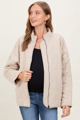 Cream Quilted Oversized Maternity Jacket