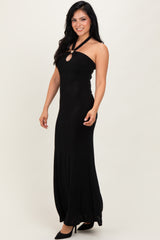 Black Halter Pendant Maxi Dress