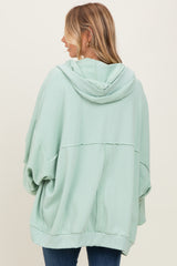 Sage Solid Terry Long Dolam Sleeve Vintage Hoodie