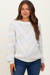 Cream Multi Crew Neck Striped Long Sleeve Maternity Sweater