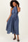 Navy Blue Pleated Halter Dress