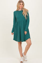 Forest Green Textured Rib Long Sleeve Maternity Dress