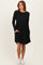 Black Textured Rib Long Sleeve Dress