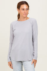 Light Grey Baby Waffle Knit Long Sleeve Top