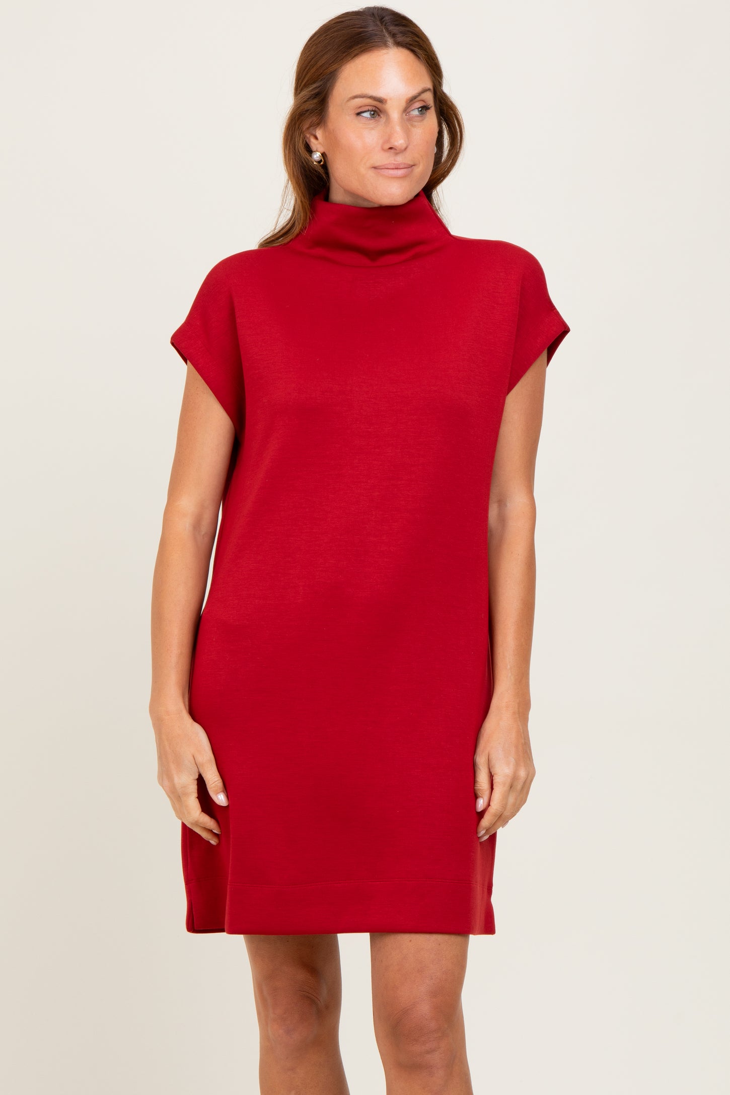 Rust Mock Neck Mini Dress