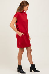 Rust Mock Neck Mini Dress