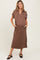 Mocha Collared Short Sleeve Maternity Midi Dress