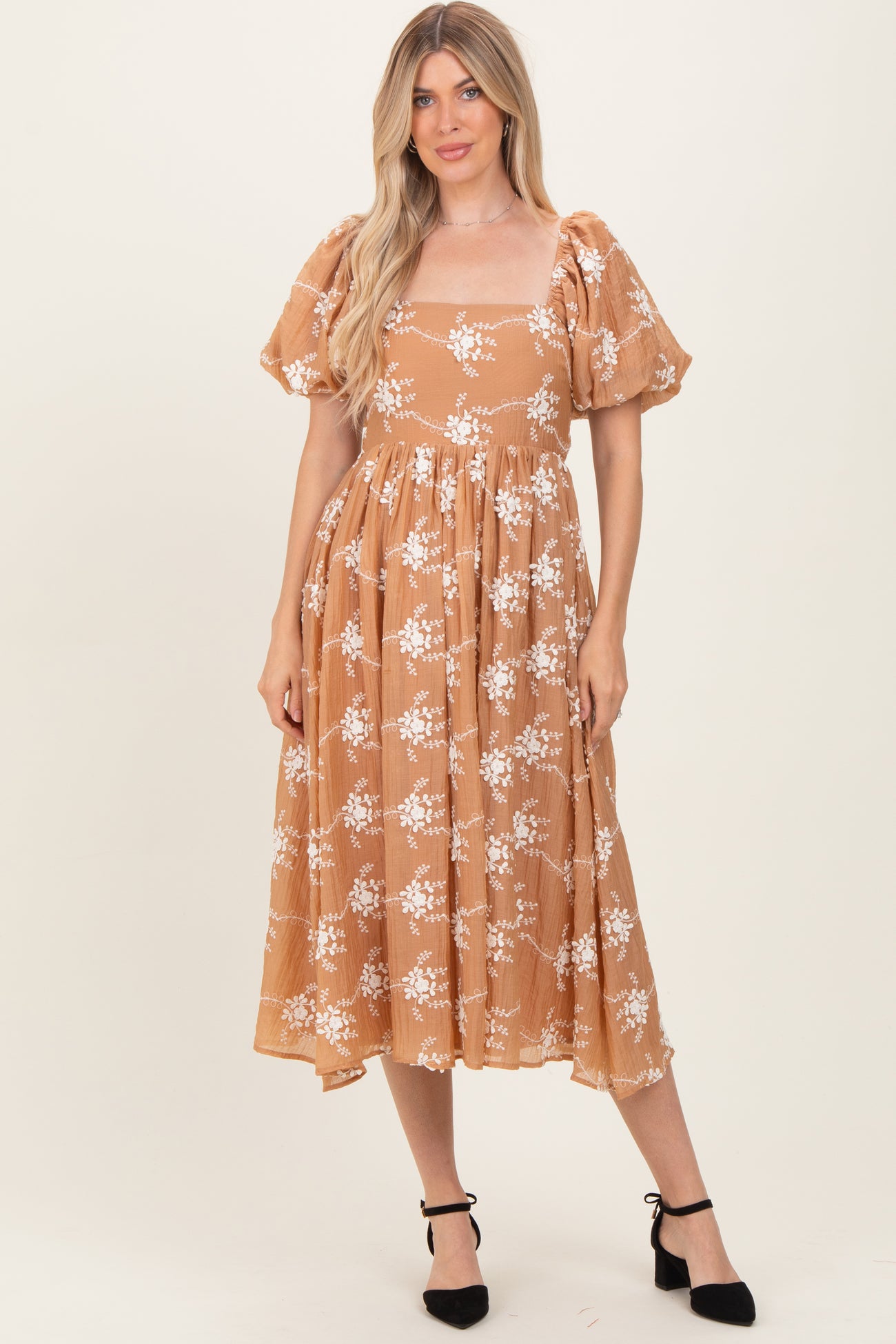 Mocha Textured Midi Dress