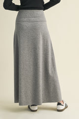 Heather Grey Ribbed Maxi Skirt